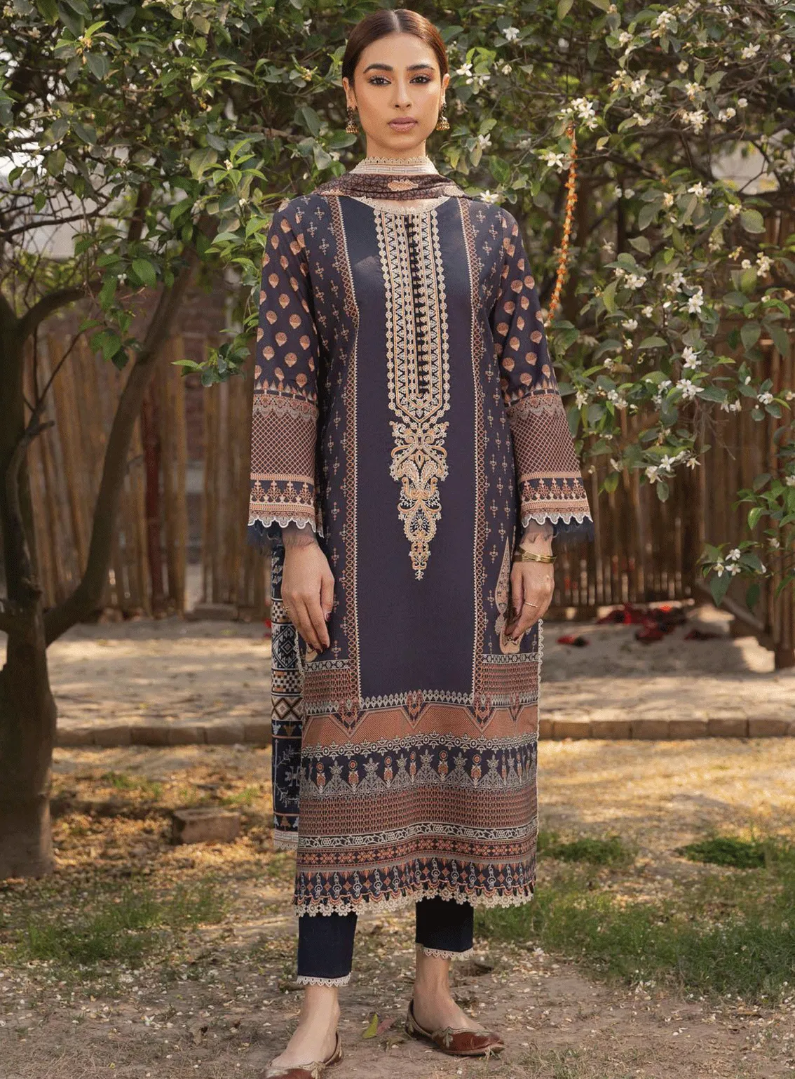 Aabyaan Embroidered Lawn Unstitched 3 Piece Suit - ABY23PL AP-07 ZAINA