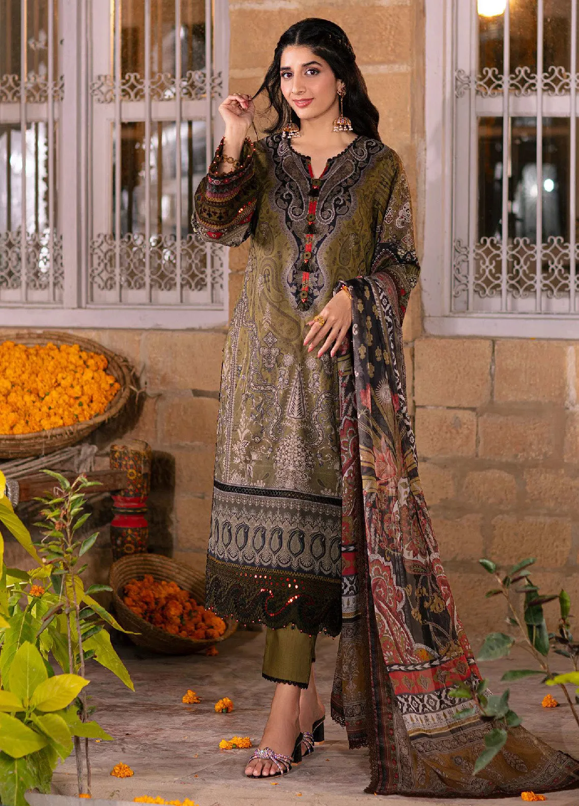 Aira By Asim Jofa Embroidered Lawn Unstitched 3 Piece Suit - AJ24AP AJAR-23