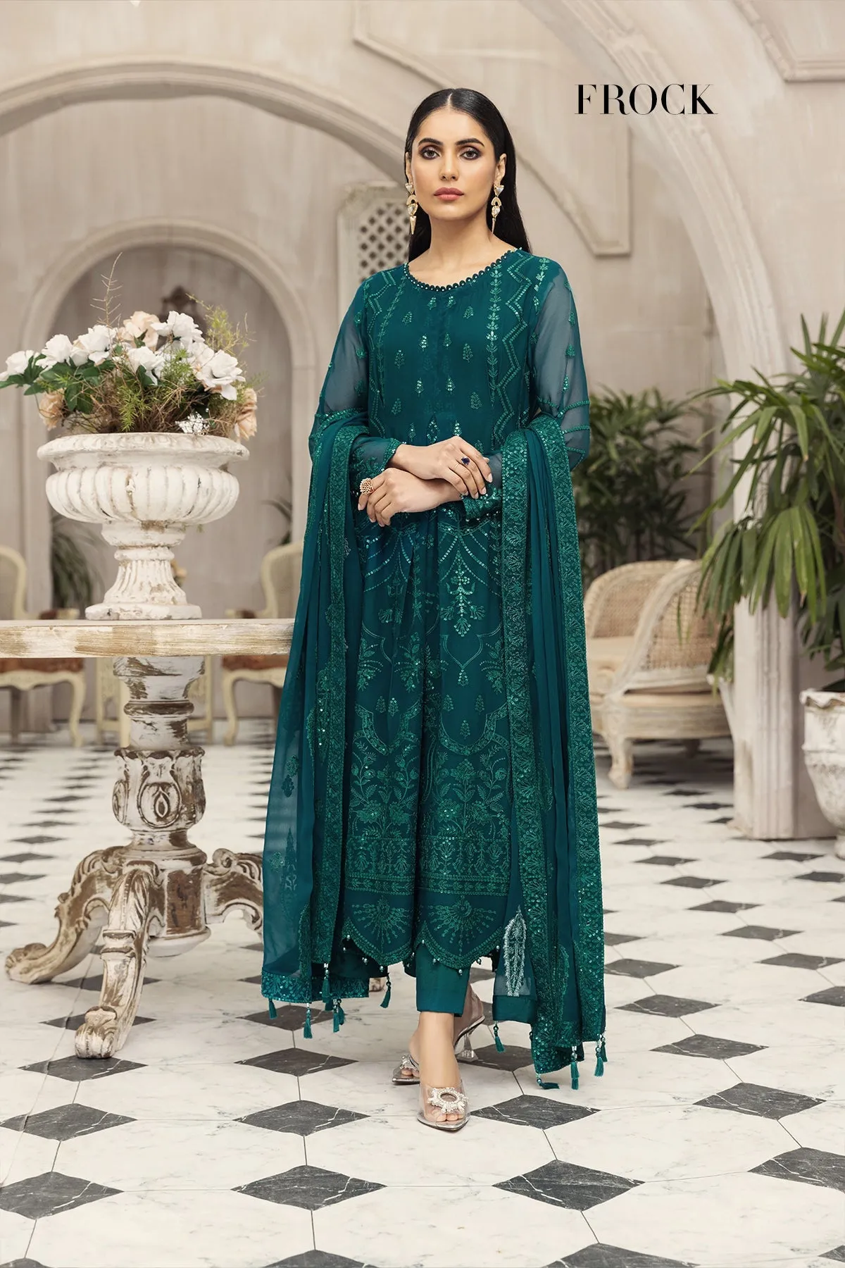 Alizeh Fashion Ik Dastaan Embroidered Chiffon 3Pc Suit D-09 TABEER