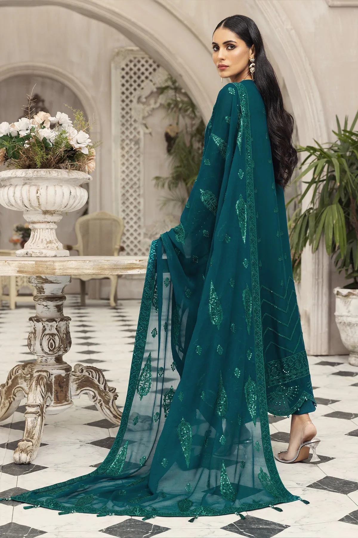 Alizeh Fashion Ik Dastaan Embroidered Chiffon 3Pc Suit D-09 TABEER