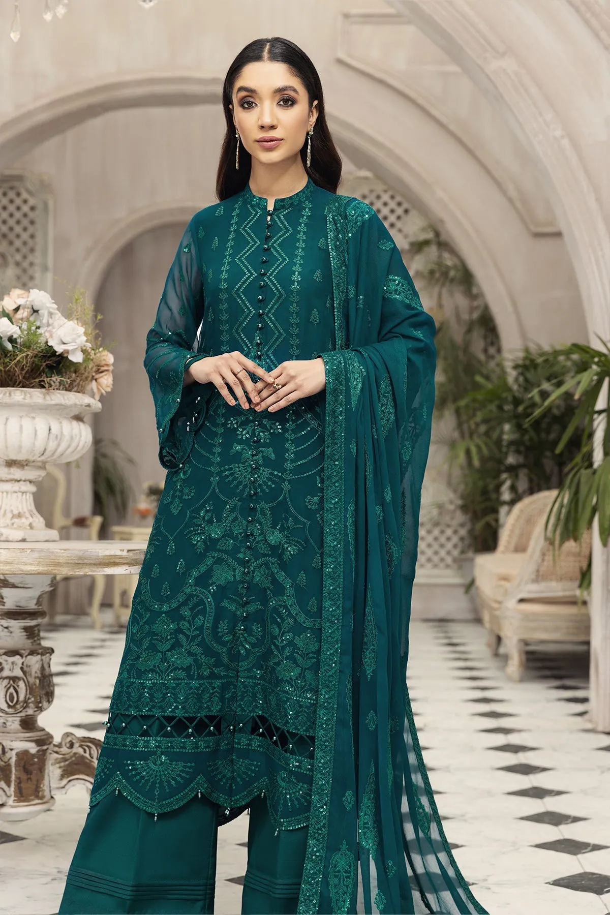 Alizeh Fashion Ik Dastaan Embroidered Chiffon 3Pc Suit D-09 TABEER