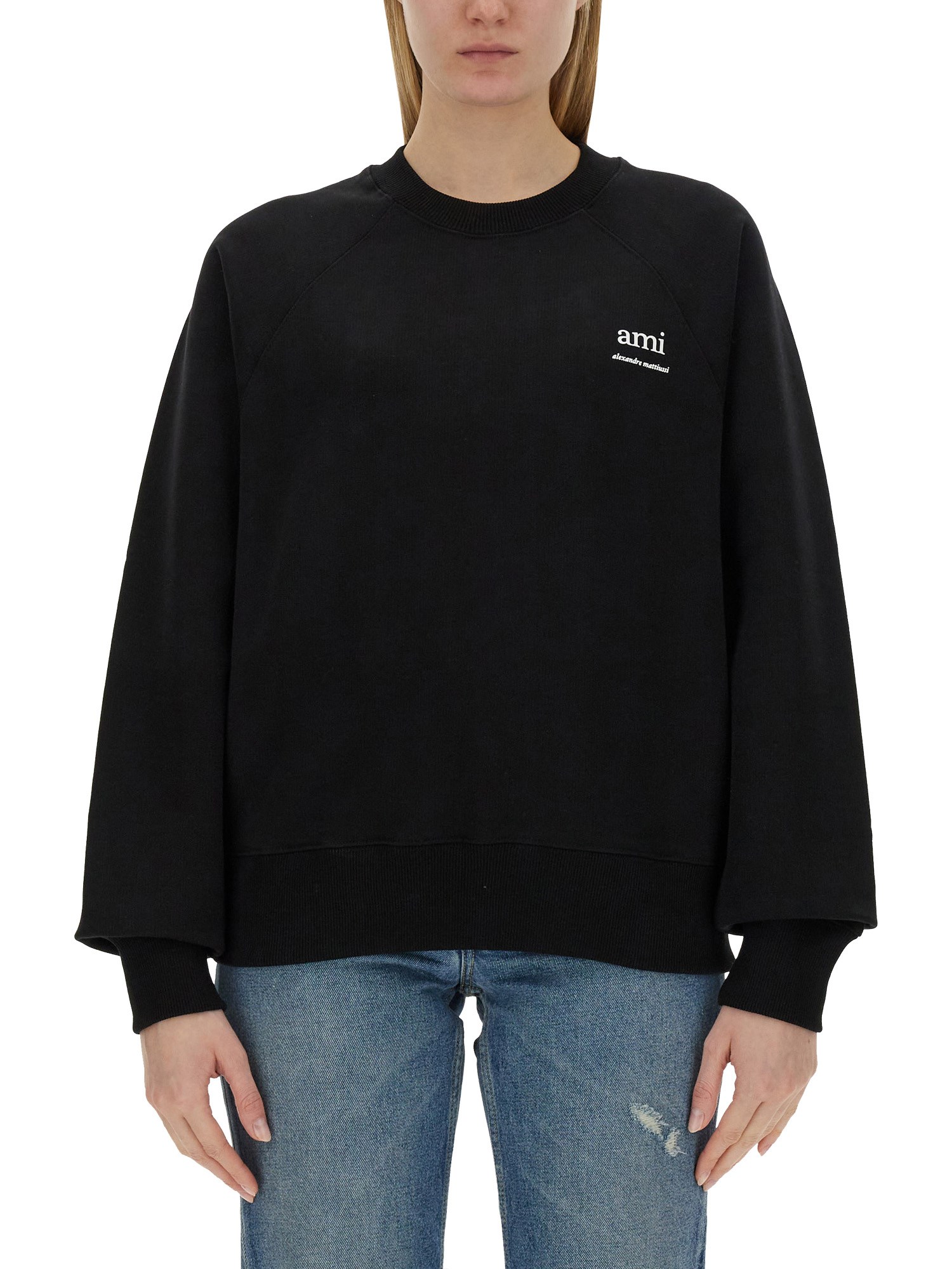 AMI PARIS    COTTON SWEATSHIRT WITH LOGO