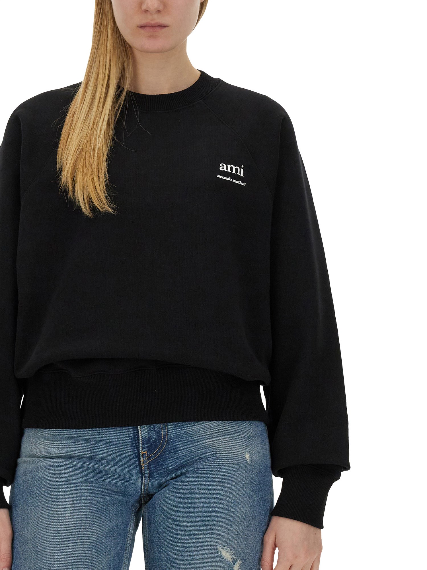 AMI PARIS    COTTON SWEATSHIRT WITH LOGO