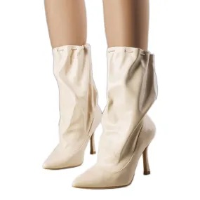 Annalize beige stiletto heel boots