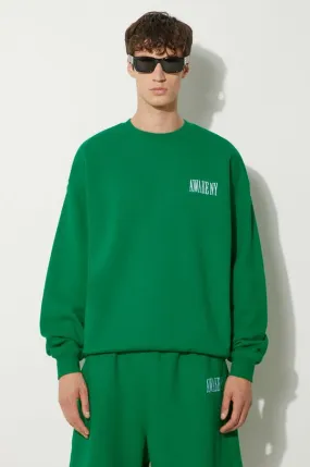 Awake NY cotton sweatshirt Awake Crewneck men's green color SP24-CN002