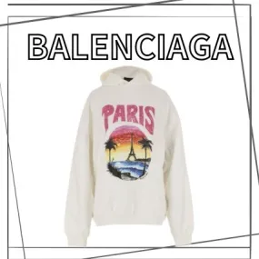 BALENCIAGA  |Tropical Patterns Long Sleeves Cotton Hoodies & Sweatshirts