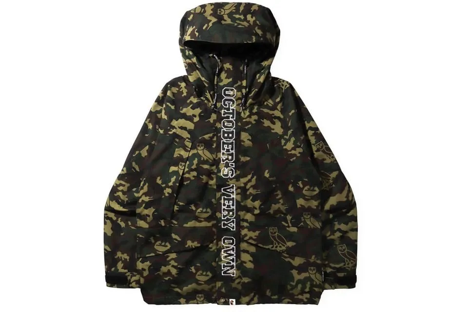 BAPE X OVO WOODLAND CAMO SNOWBOARD JACKET GREEN