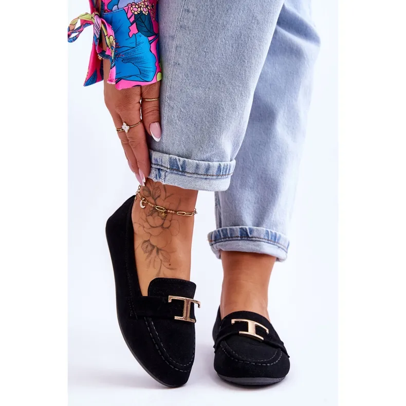 Black Carly Classic Slip On Loafers