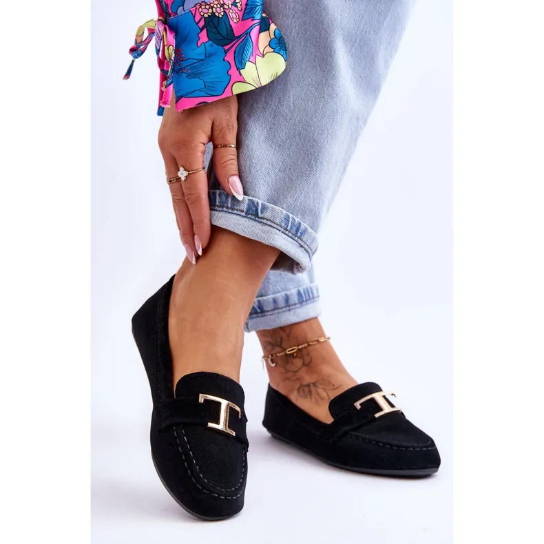 Black Carly Classic Slip On Loafers