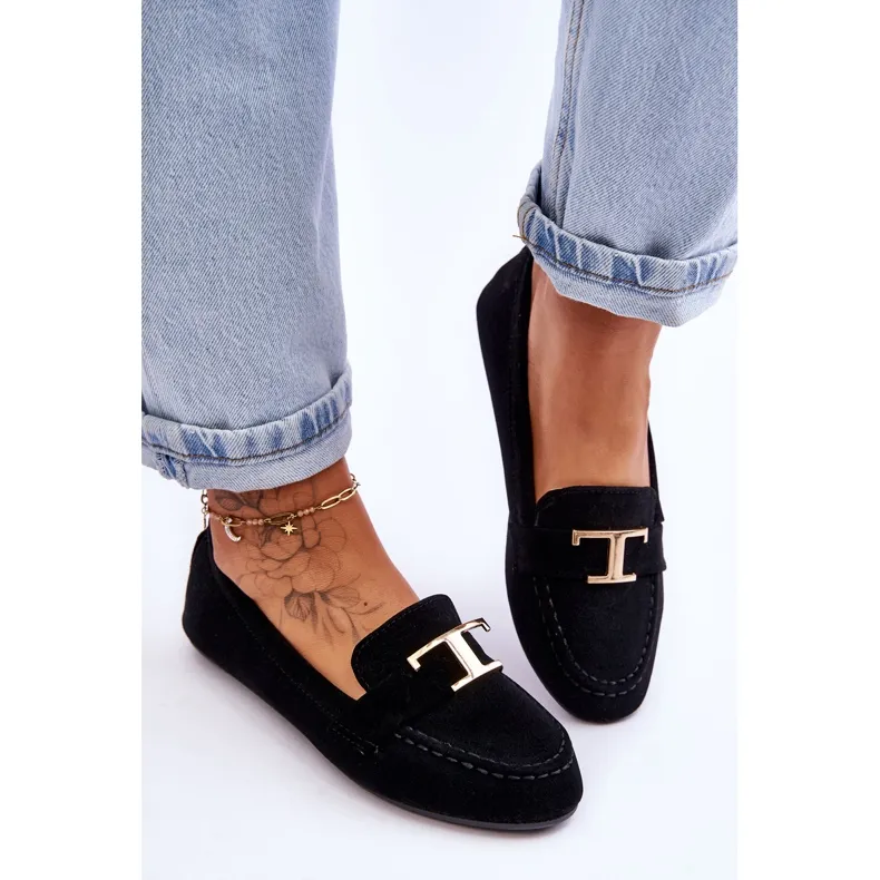 Black Carly Classic Slip On Loafers