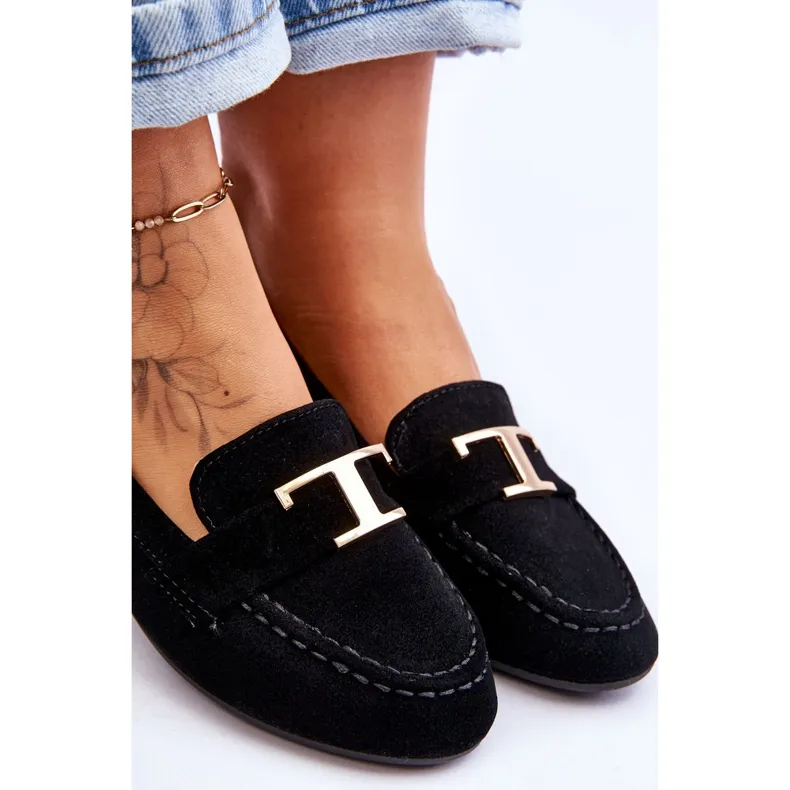 Black Carly Classic Slip On Loafers