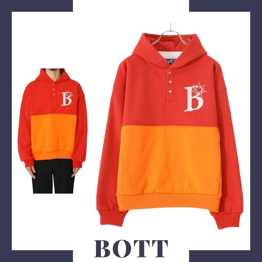 BoTT  |Street Style Long Sleeves Cotton Logo Skater Style Hoodies