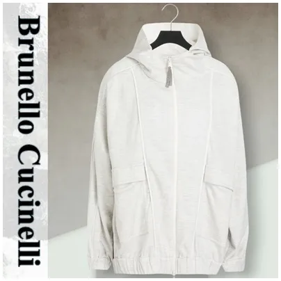 BRUNELLO CUCINELLI  |Silk Street Style Plain Cotton Hoodies & Sweatshirts