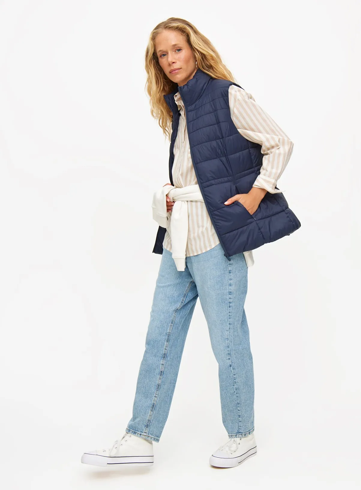 Buy Navy Lightweight Padded Gilet S | Coats | Tu