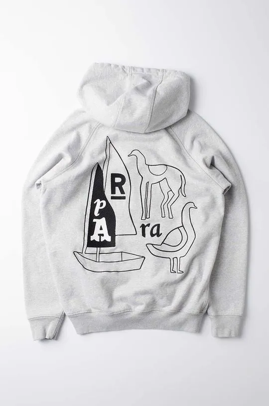 by Parra cotton sweatshirt The Riddle Hooded men's gray color hooded 51430