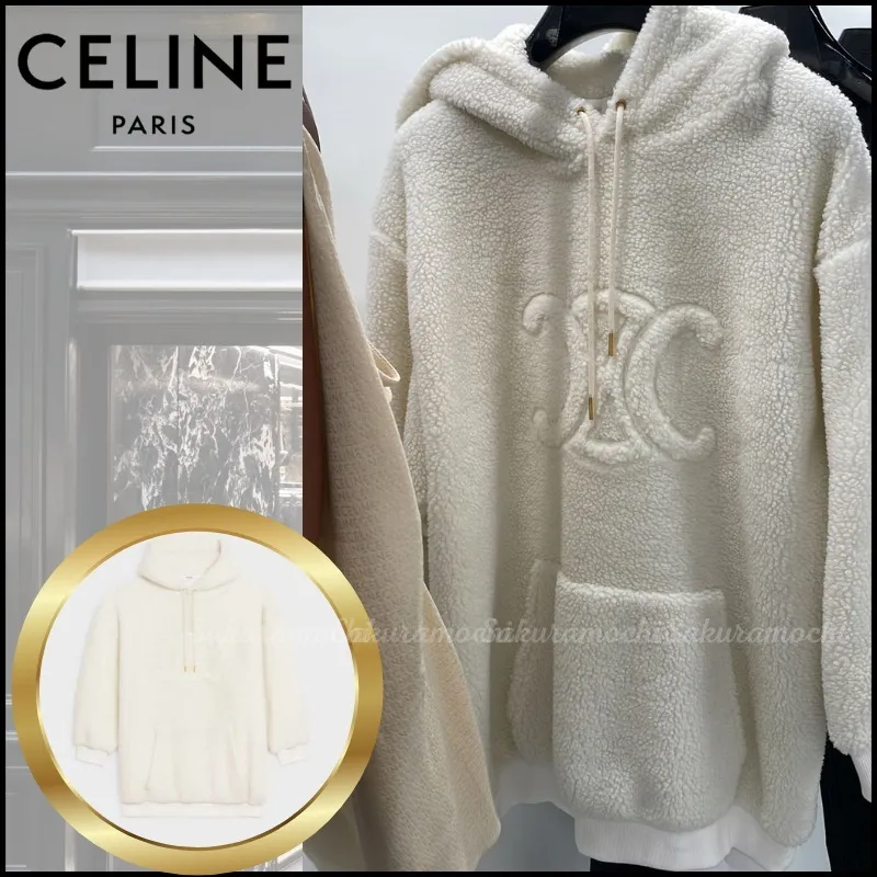 CELINE  |Unisex Long Sleeves Shearling Logo Outlet