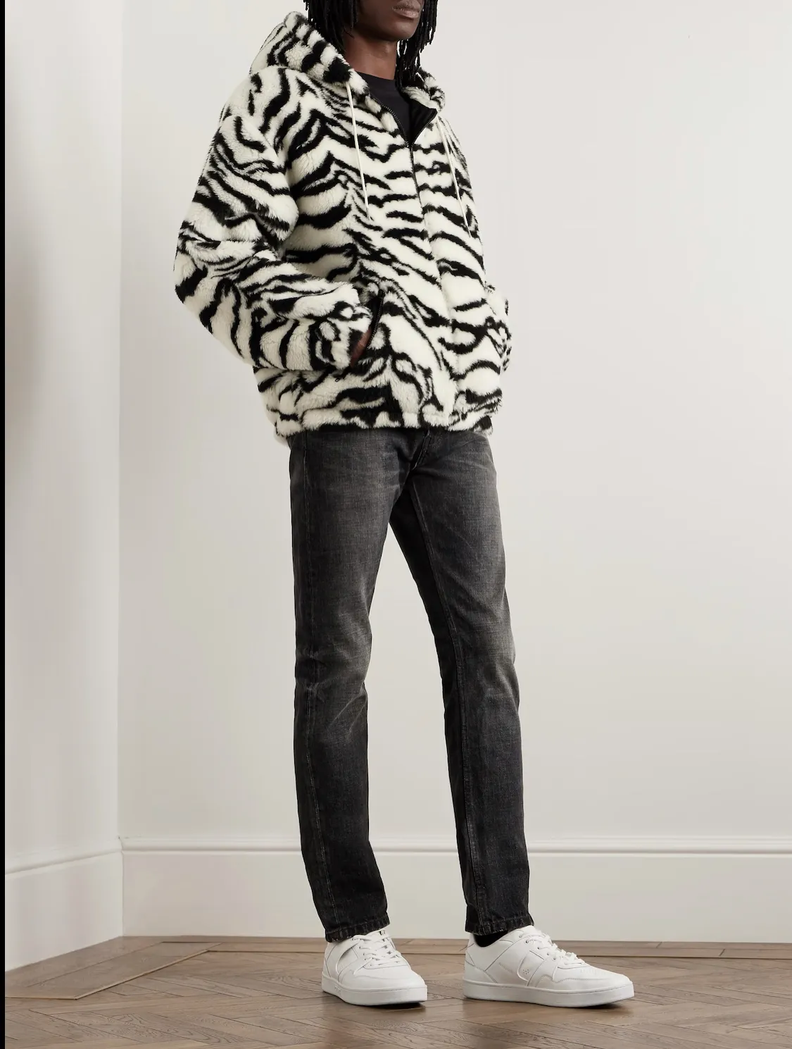 CELINE  |Zebra Patterns Wool Silk Street Style Long Sleeves Luxury