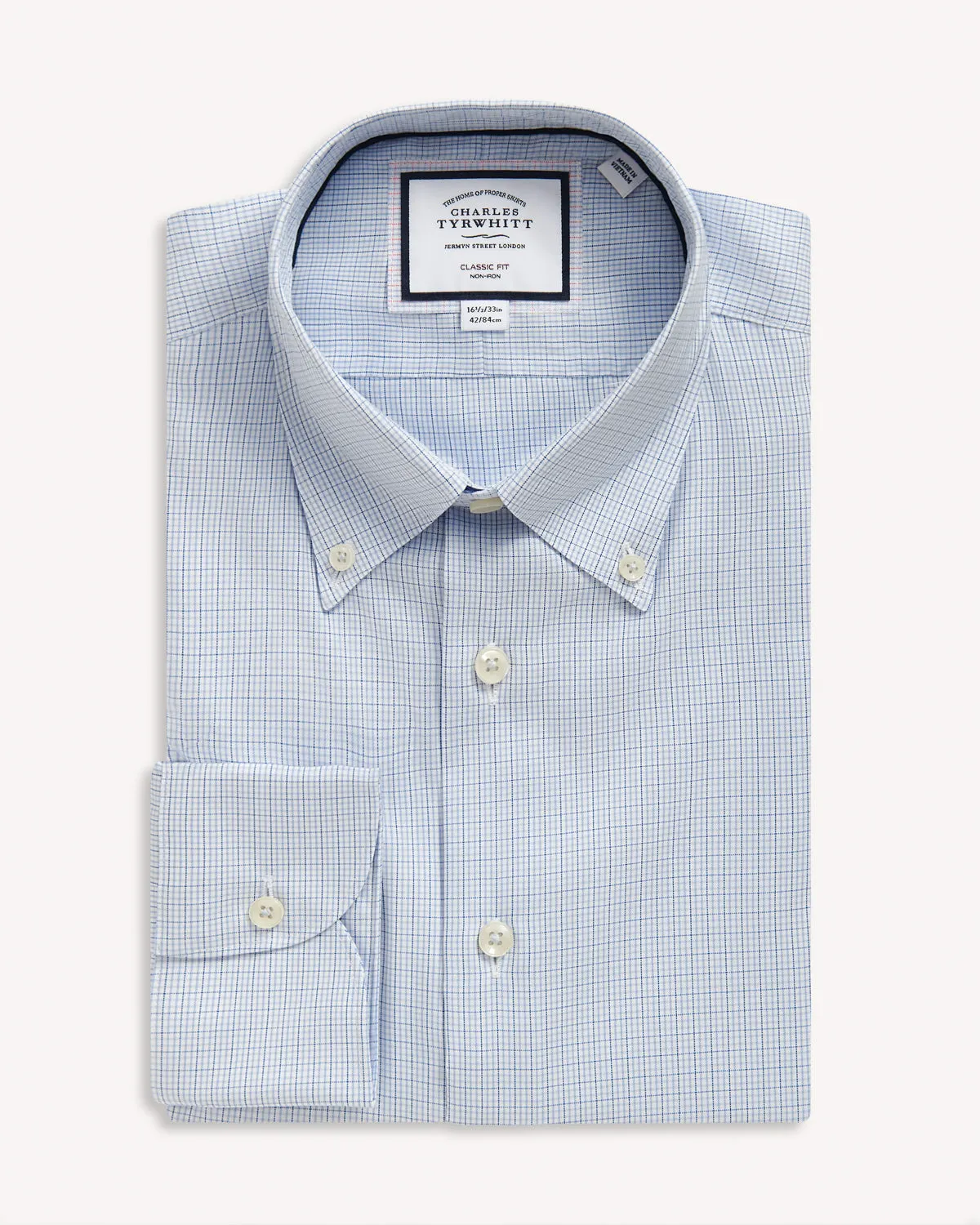 Charles Tyrwhitt BD Classic Fit Check Shirt Sky