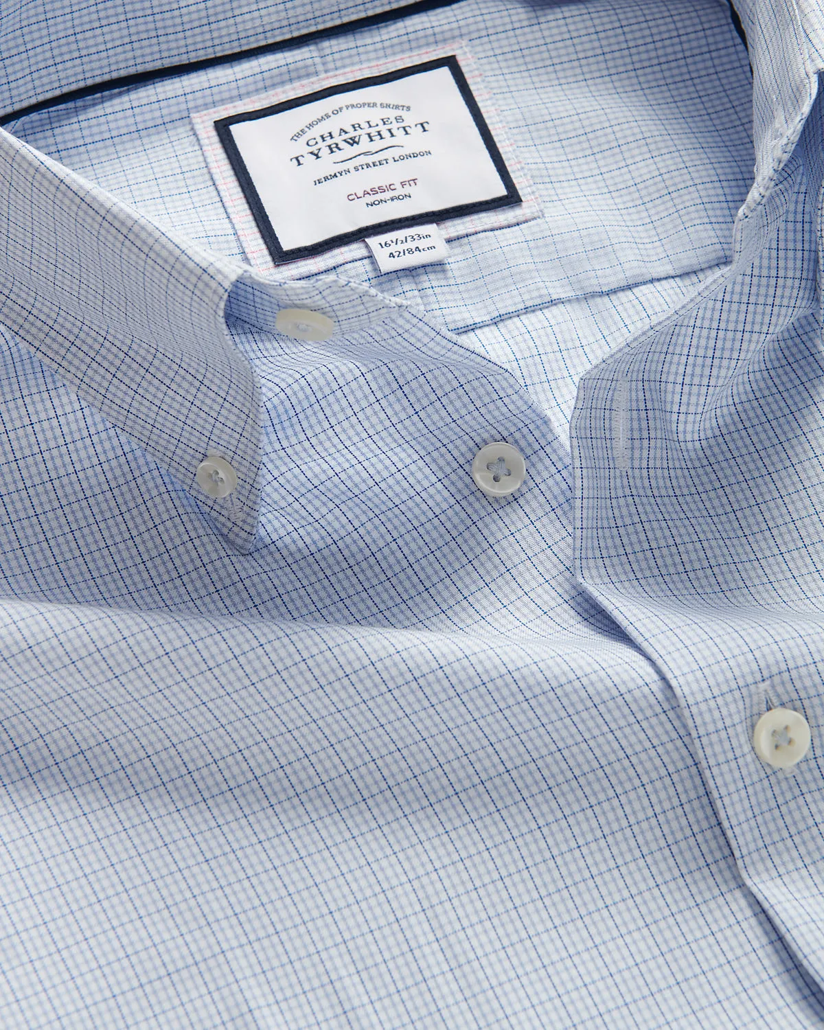 Charles Tyrwhitt BD Classic Fit Check Shirt Sky