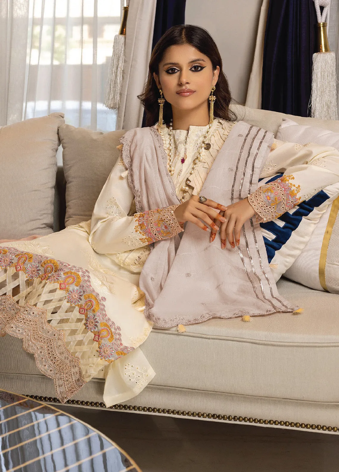 Charlotte By Humdum Embroidered Chikankari Lawn 3 Piece Unstitched Suit HD24CEL-04