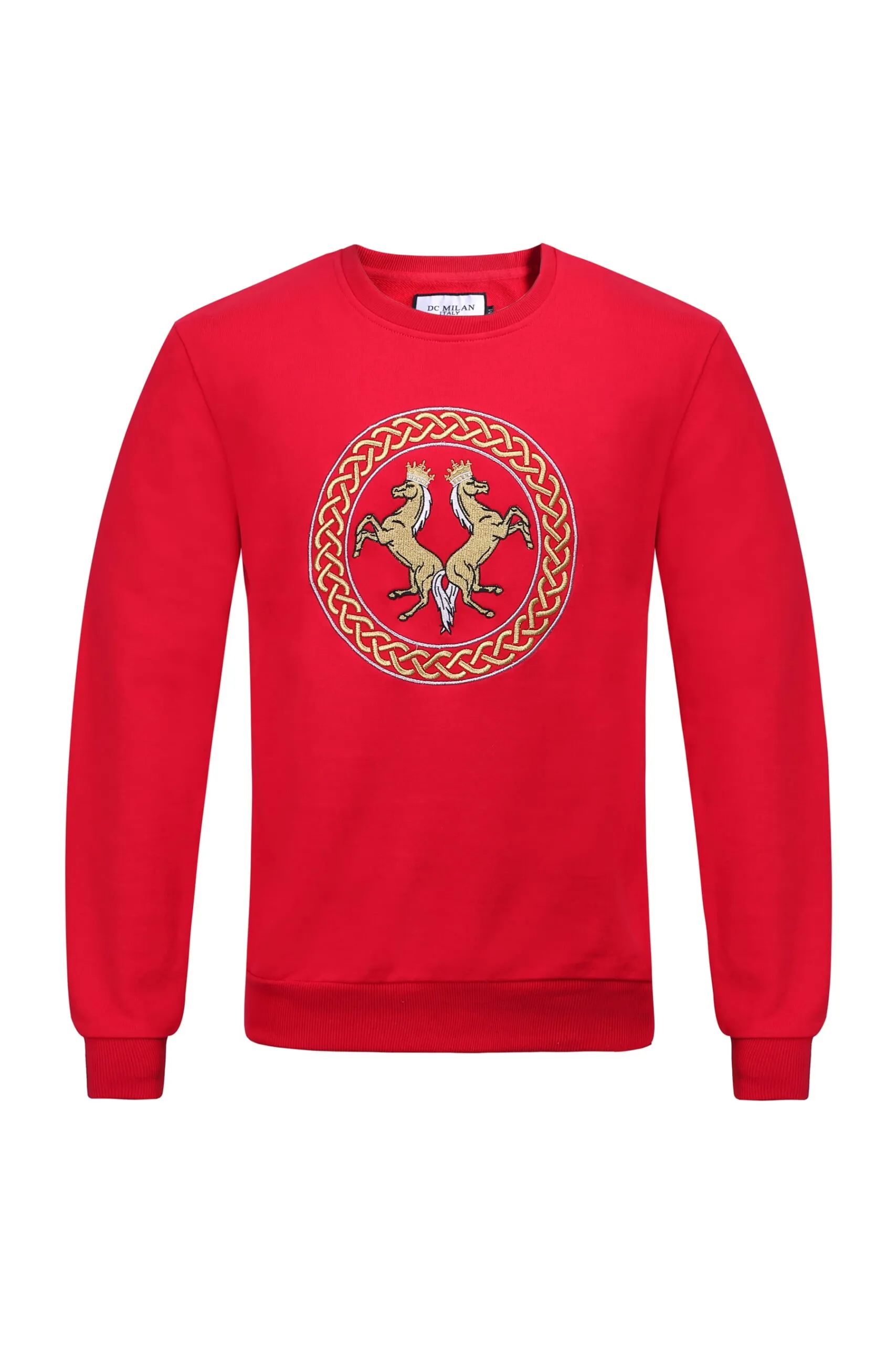 Cotton Sweatshirt with Embroidery – Red