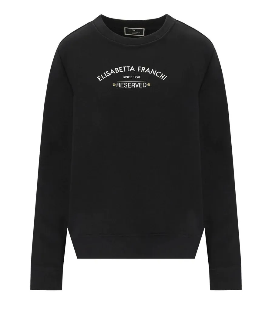 ELISABETTA FRANCHI  |U-Neck Long Sleeves Cotton Logo Hoodies & Sweatshirts