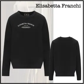 ELISABETTA FRANCHI  |U-Neck Long Sleeves Cotton Logo Hoodies & Sweatshirts