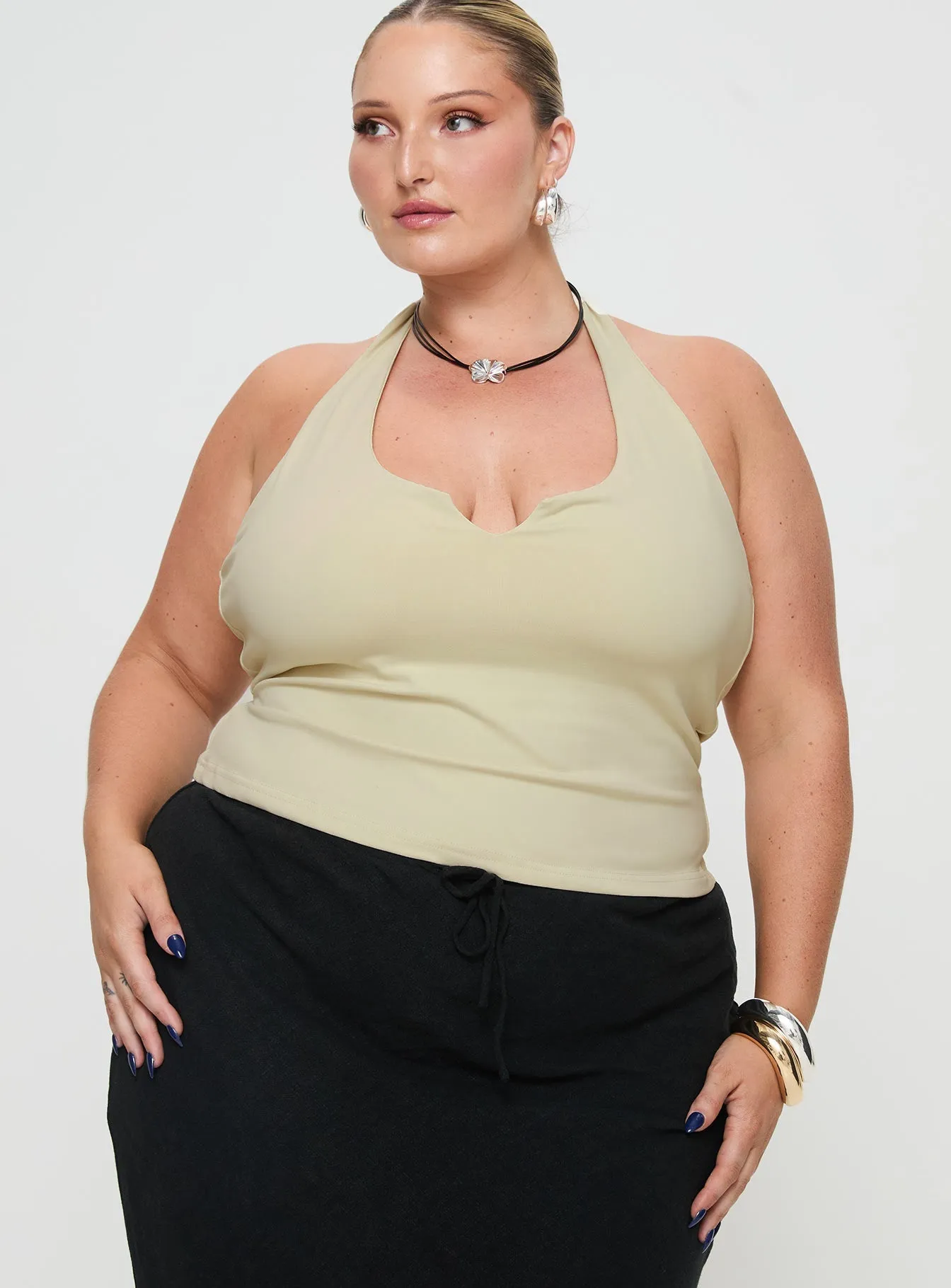 Evangelene Halter Top Ecru Curve