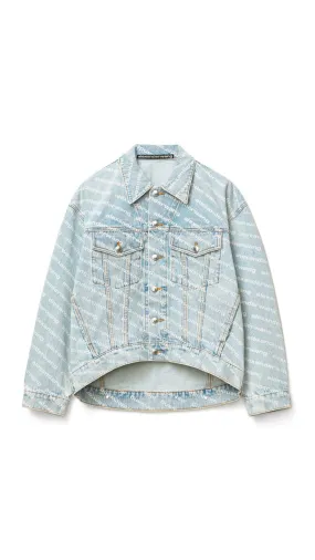 Falling Back Logo Jacket in Denim - Light Blue