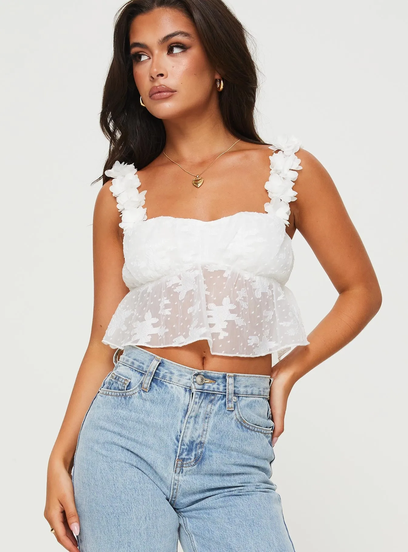 Flowered Top White