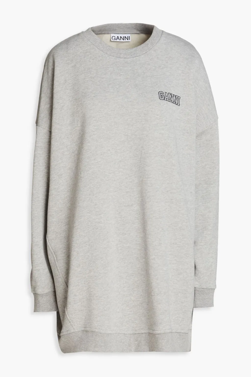 Ganni  |Crew Neck Long Sleeves Plain Cotton Logo