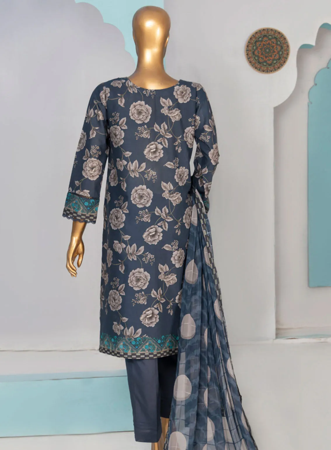 HZ Textile Printkari Embroidered Lawn 3 Piece Stitched Suit - HZ24P PLC-413