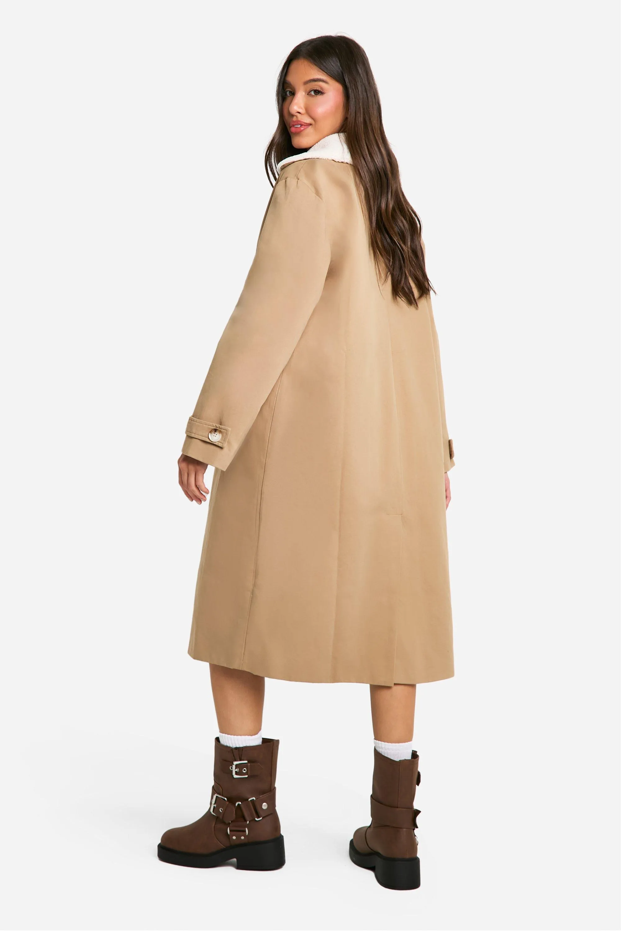 Jackets & Coats | Borg Collar Trench Coat | boohoo