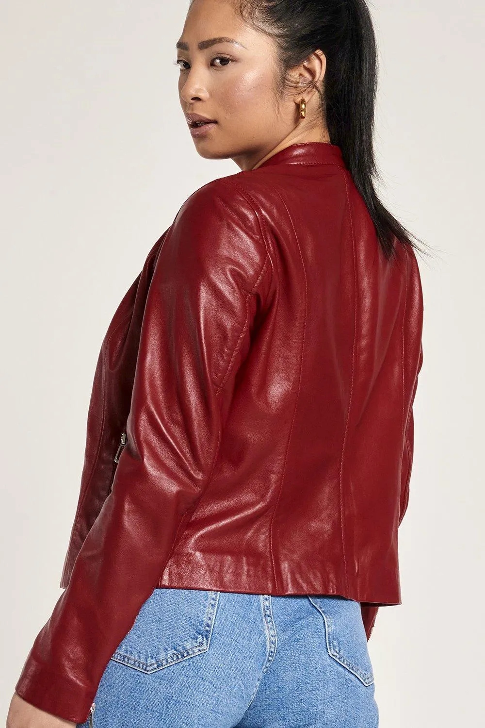 Jackets & Coats | Red Leather Racer Jacket | Barneys Originals