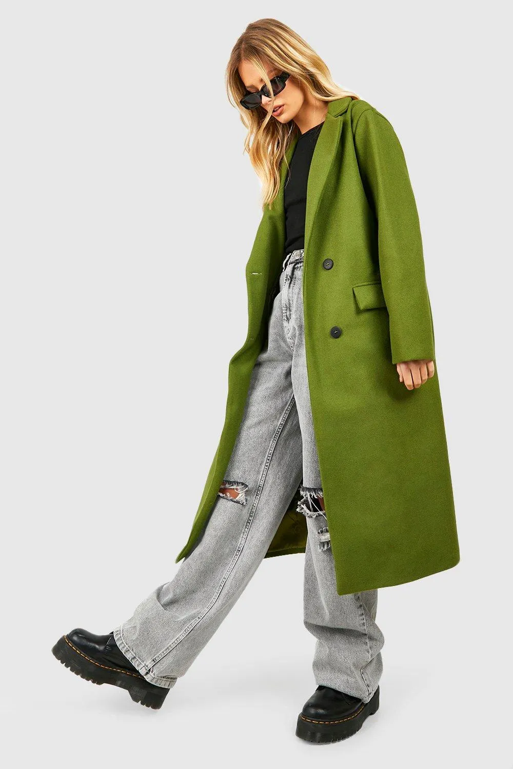 Jackets & Coats | Shoulder Pad Wool Look Coat | boohoo