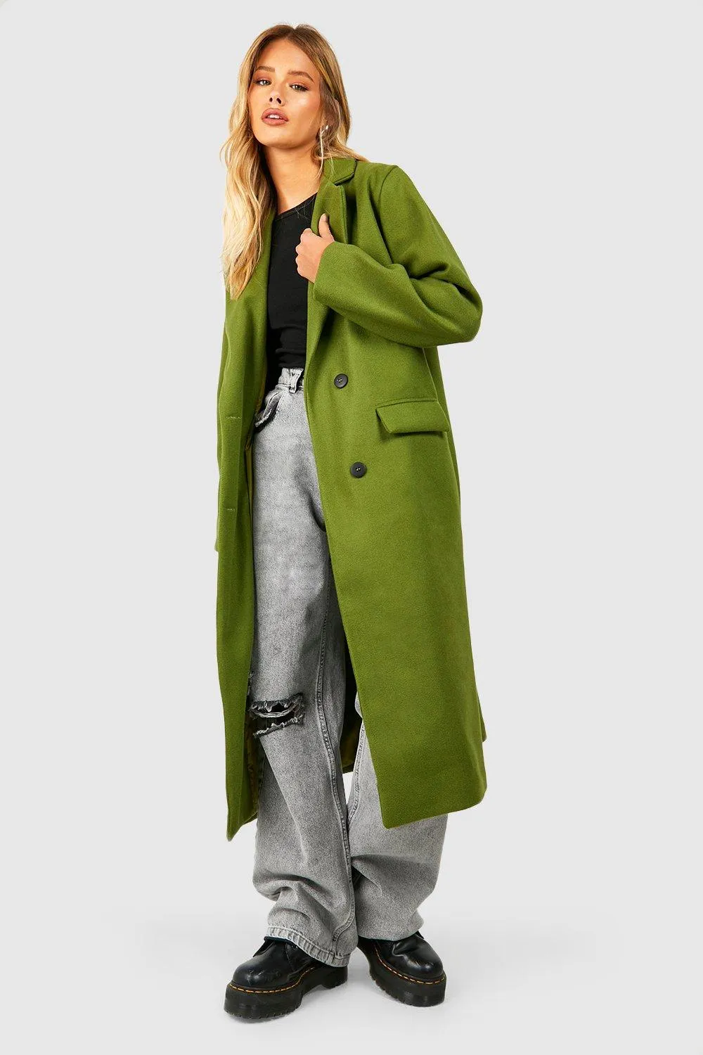 Jackets & Coats | Shoulder Pad Wool Look Coat | boohoo