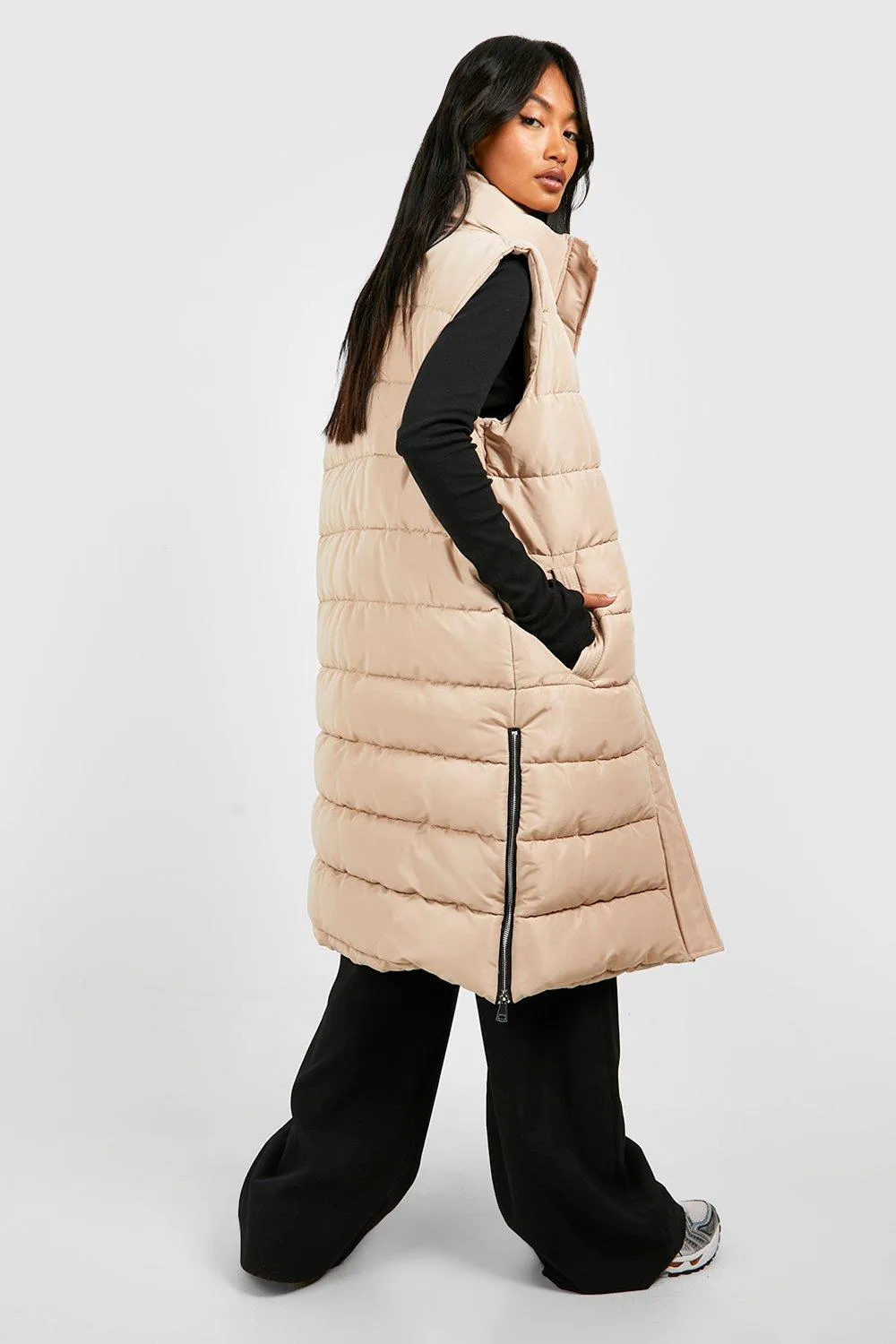 Jackets & Coats | Zip Detail Maxi Gilet | boohoo