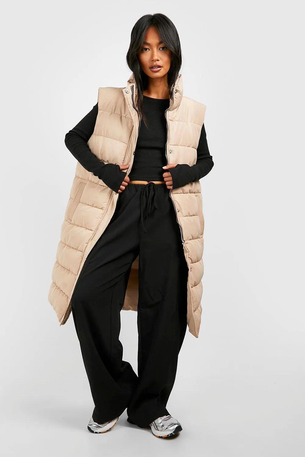 Jackets & Coats | Zip Detail Maxi Gilet | boohoo