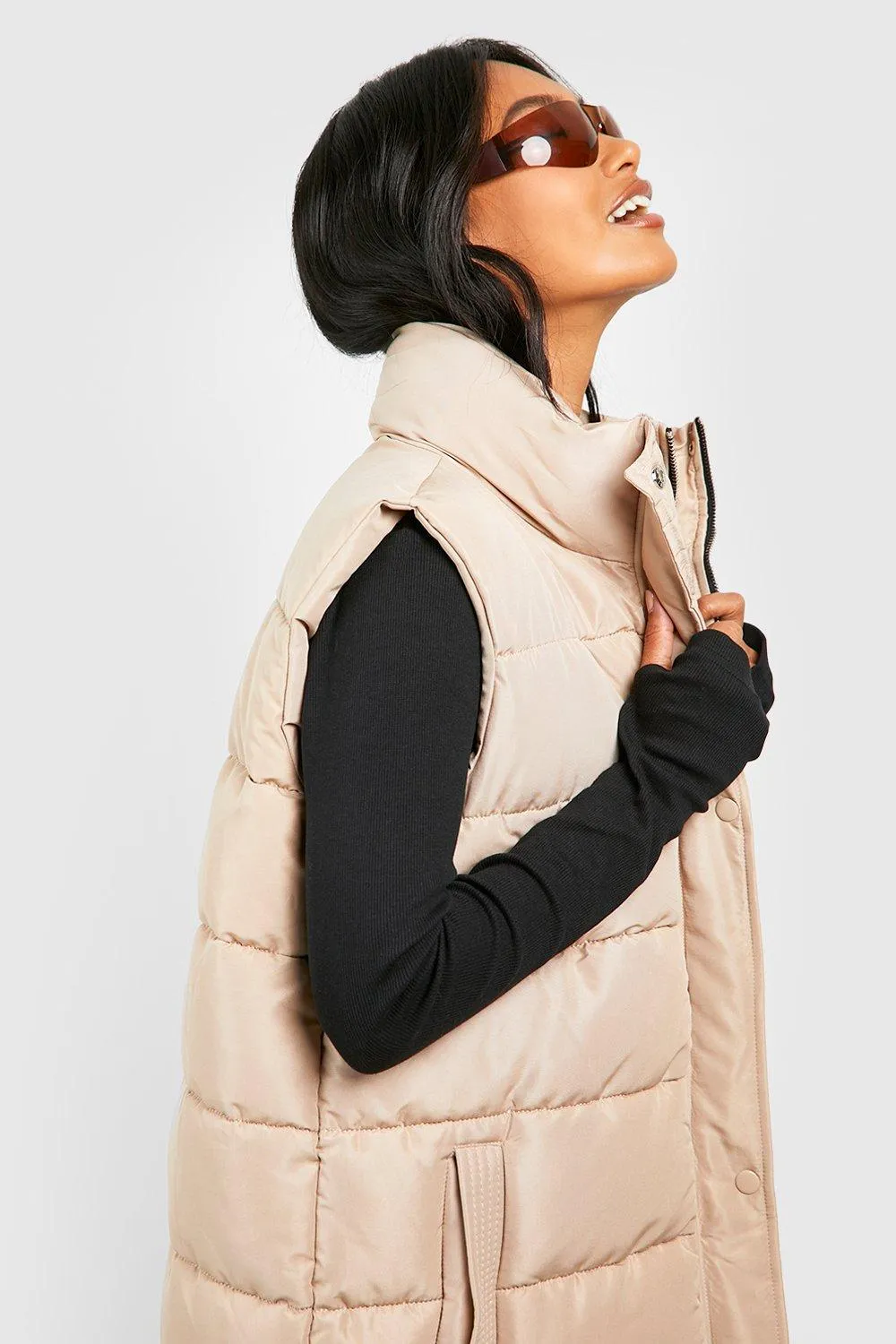 Jackets & Coats | Zip Detail Maxi Gilet | boohoo