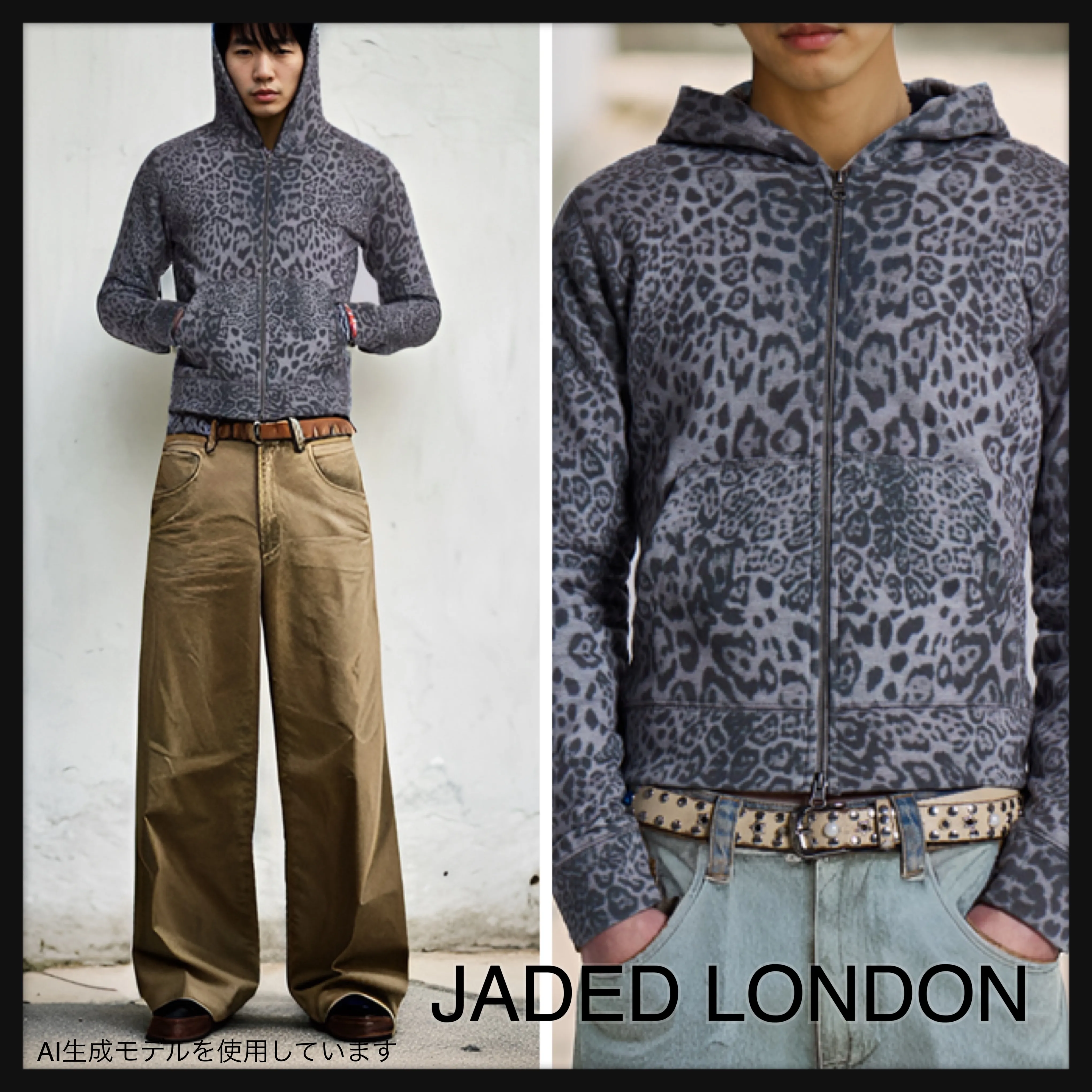 JADED LONDON  |Leopard Patterns Street Style Long Sleeves Cotton Hoodies