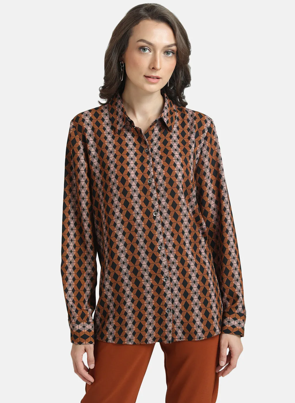 Kazo Multi-Color Printed Shirt With Embellished Pocket Flaps