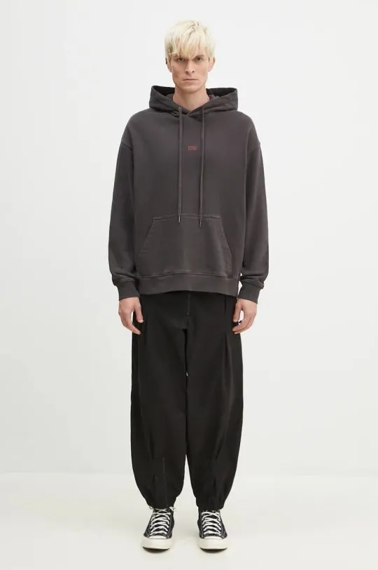 KSUBI cotton sweatshirt Hit List Biggie Hoodie men's black color hooded with an application MFA24FL001