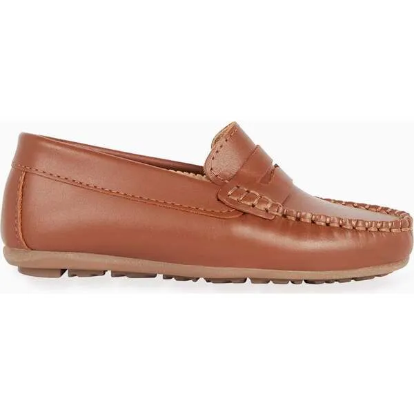 La Coqueta Tan Leather Boy Loafer Shoes