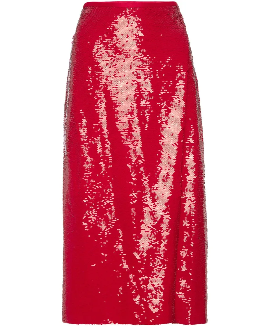 Lipstick Red Sequin Jolie Skirt