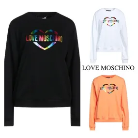 Love Moschino  |Heart Long Sleeves Cotton Logo Hoodies & Sweatshirts