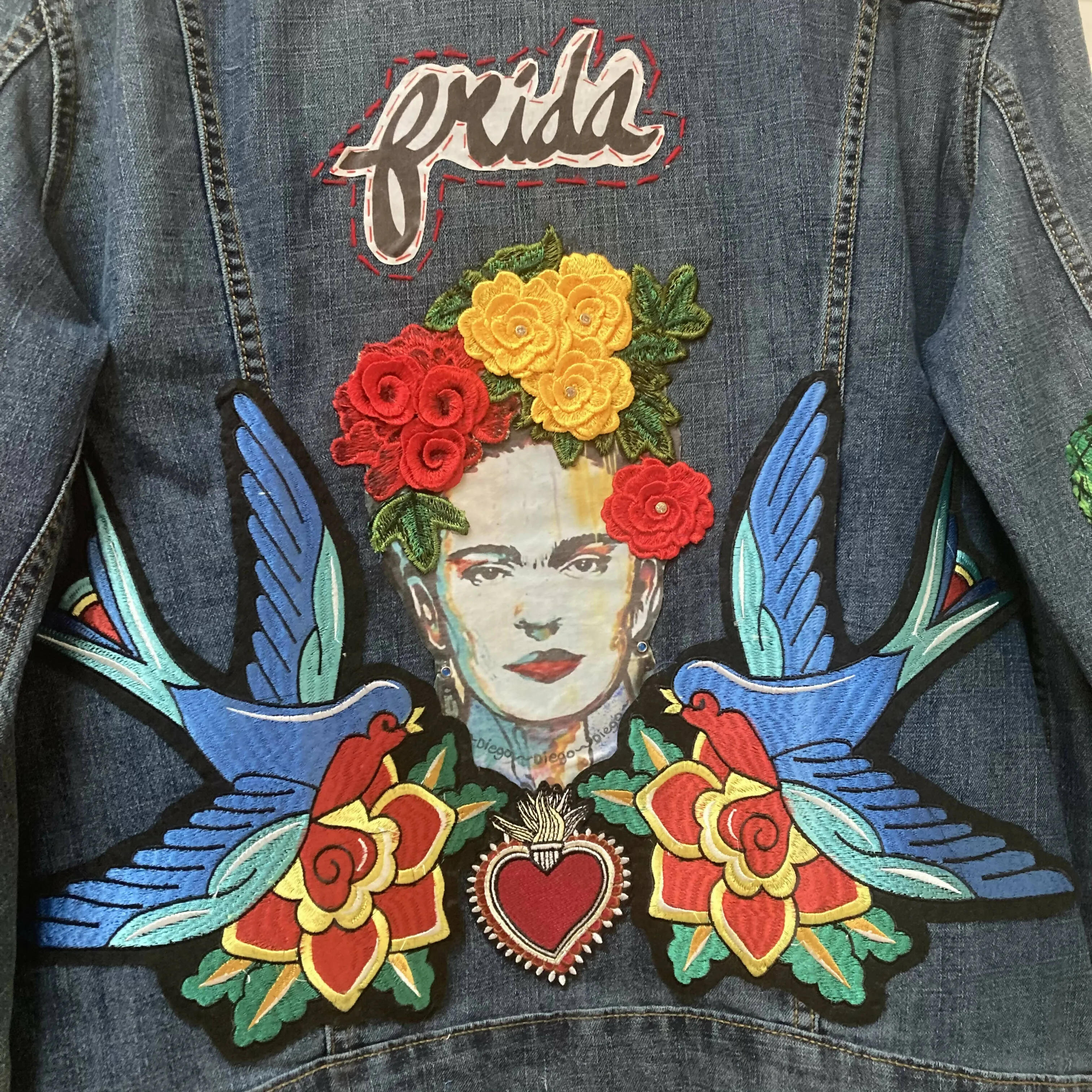 Maggie Devos- Embellished Jean Jacket-Frida-Size XL