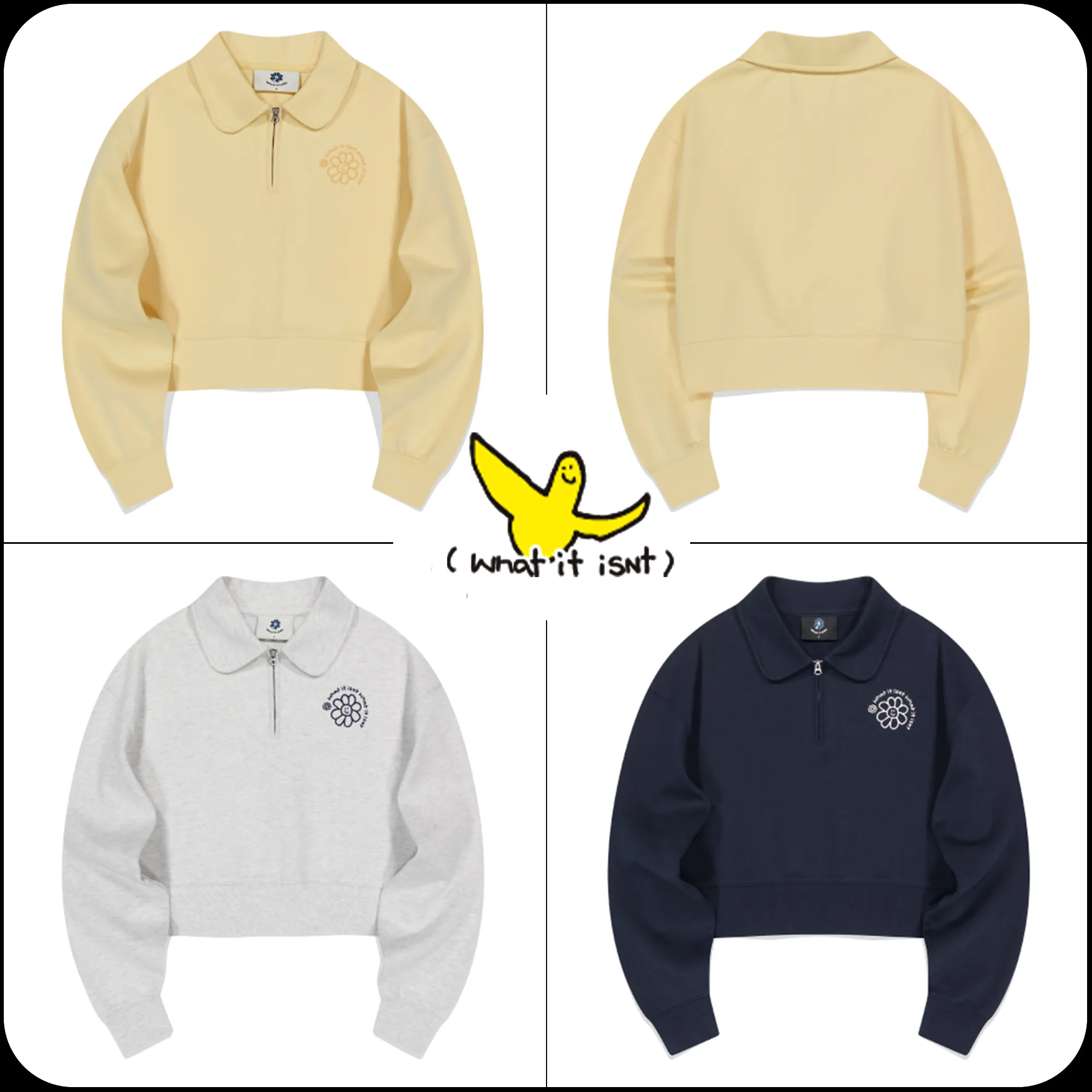 Mark Gonzales  |[WHAT IT ISNT]★WOMEN'S FLORY COLLAR HALF ZIP-UP