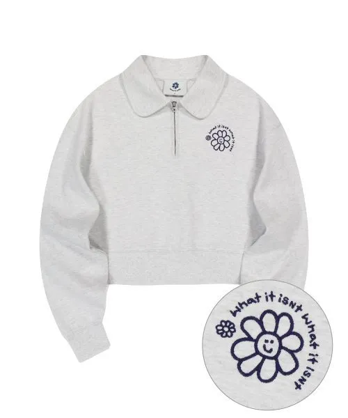 Mark Gonzales  |[WHAT IT ISNT]★WOMEN'S FLORY COLLAR HALF ZIP-UP