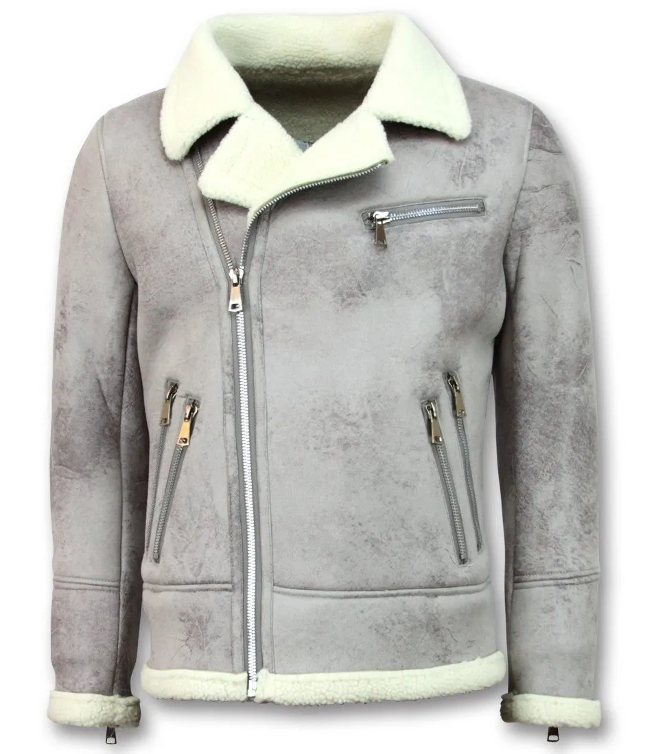 Men Lammy Coats Short Grey