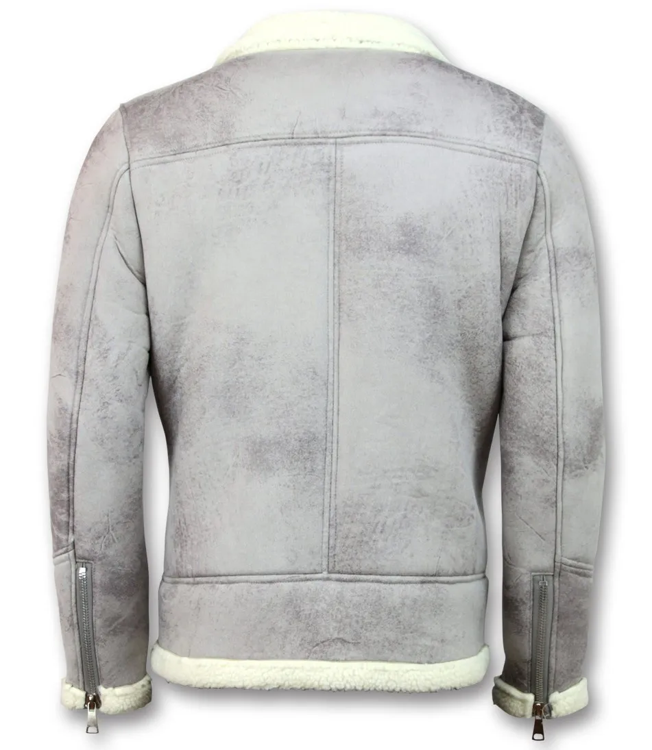 Men Lammy Coats Short Grey